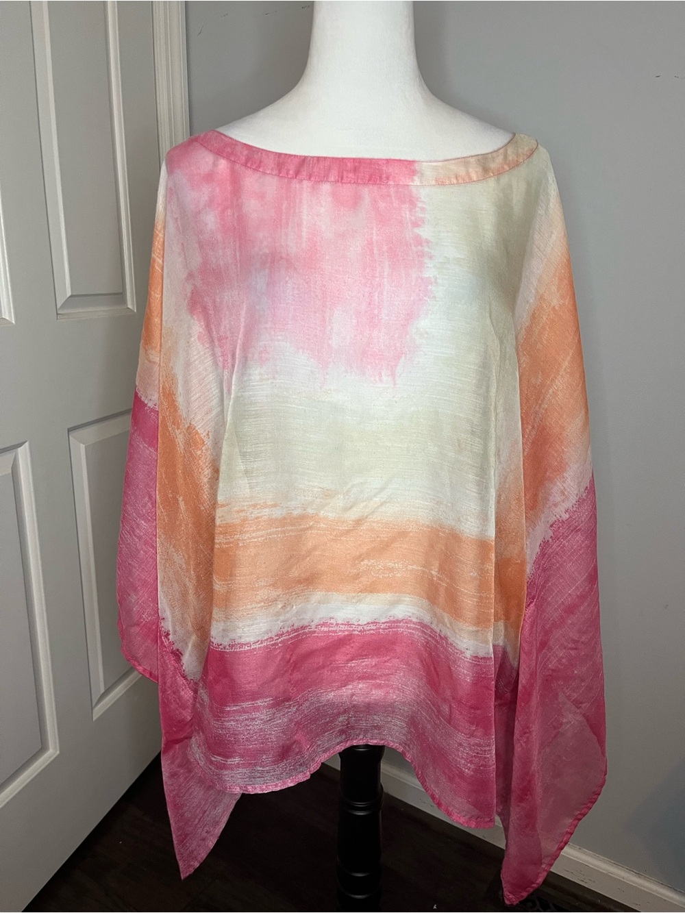 Chico’s Color Block Border Poncho - Picture 2 of 4